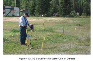 DCVG surveyer with Stake-Outs of Defects